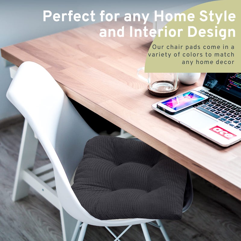 Arlee Chair Cushions for Dining Chairs, Set of 2 - Memory Foam Chair Pads, Non-Skid Backing - Durable Thick Seat Cushions for Kitchen, Office, Patio, 15.5" L x 15.5" W, Black - Image 5